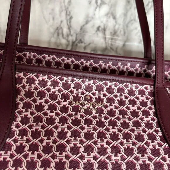 Kate Spade New York Spade Link Tote Large Bag zip pink saffiano pvc leather - Picture 2 of 11